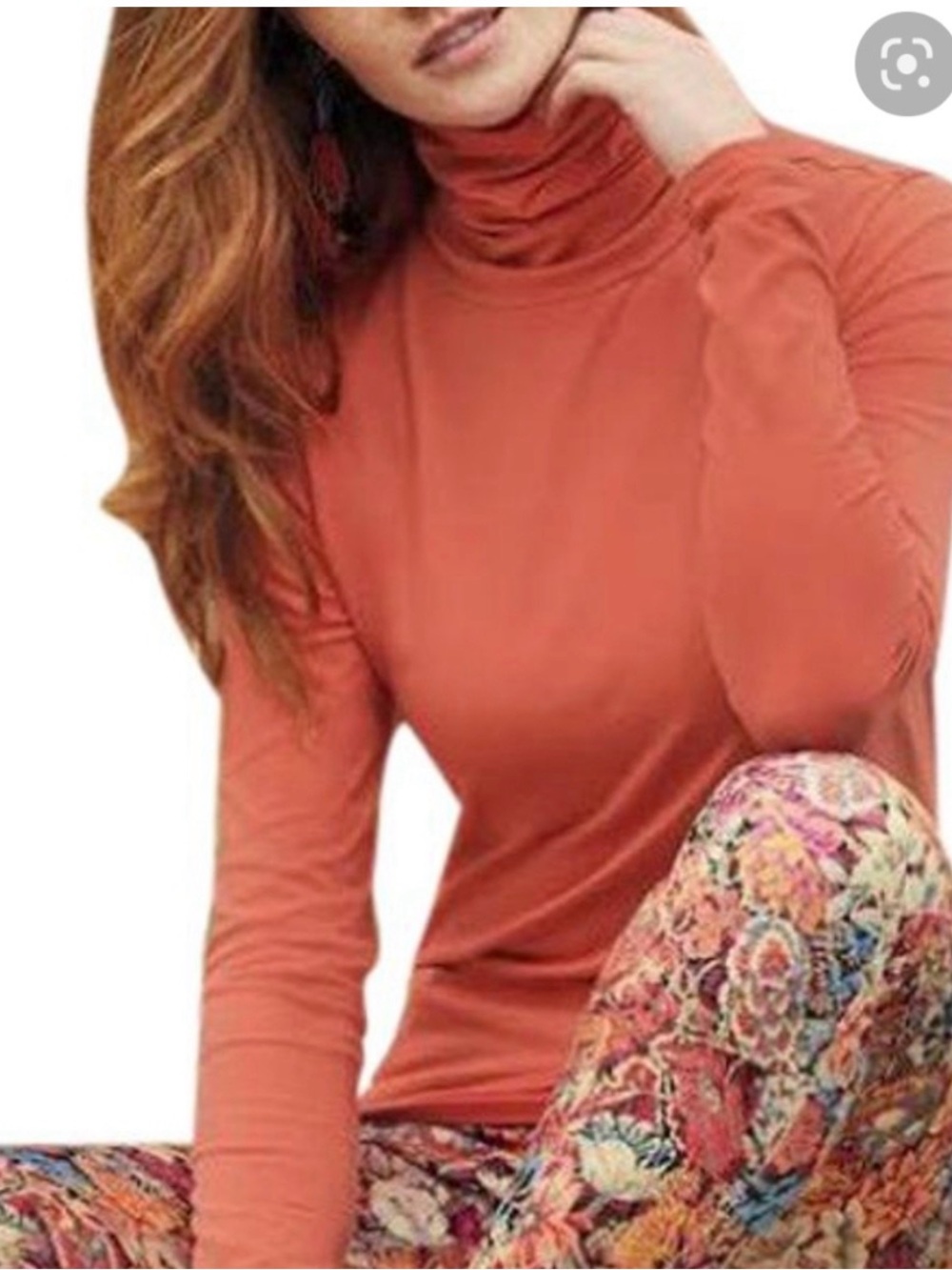 Peruvian Connection Pima Cotton Extreme T-Neck top Rust Color M